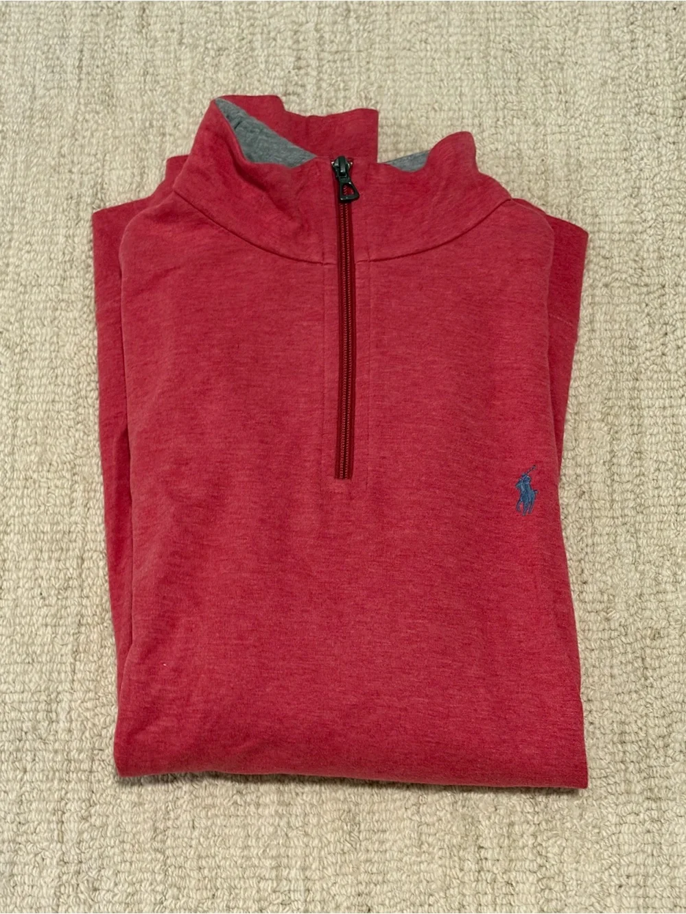 Polo by Ralph Lauren Red Quarter-Zip with Gray Contrast Collar